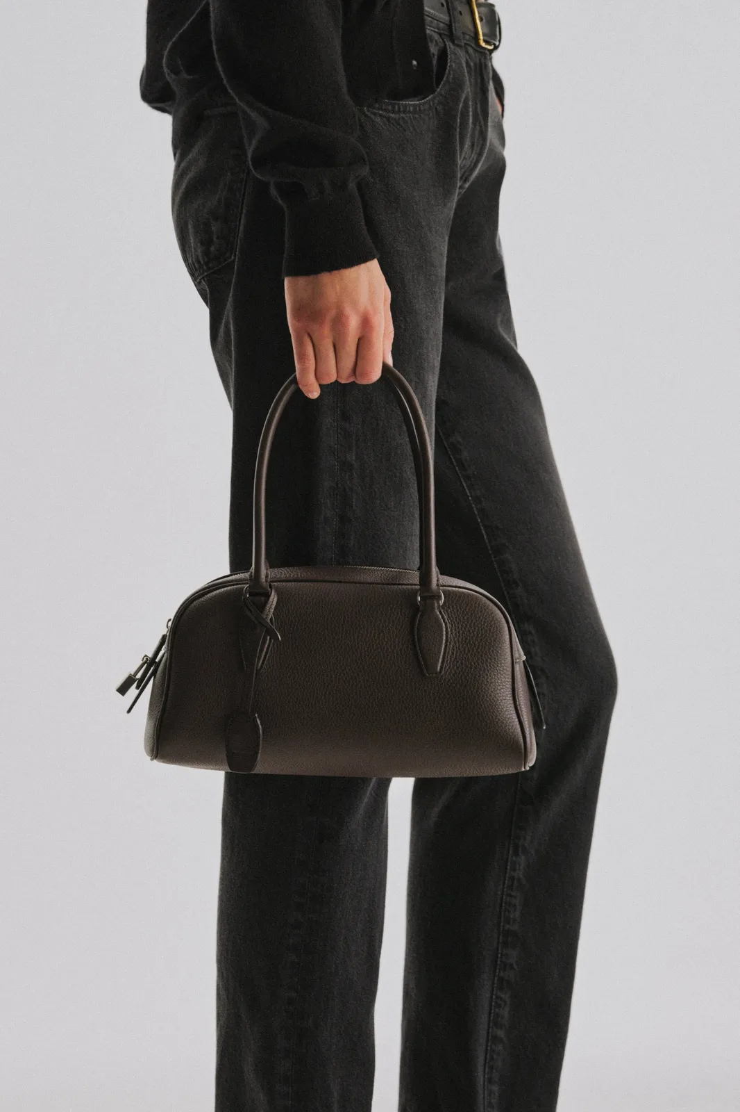 The Row Small E/W India Tote Deep Brown