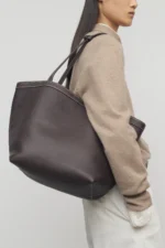 The Row Park Tote Three Stitch Dark Brown Leather Bag
