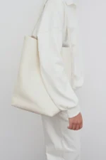 The Row Large N/S Park Ivory Leather Tote Bag
