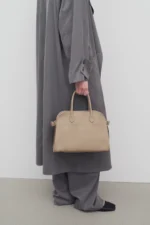 The Row Soft Margaux 12 Dark Taupe Leather Bag