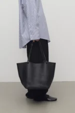 The Row Park Tote Three Black Leather Bag