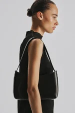 The Row Alma Black Leather Baguette Bag