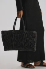 The Row Georgica Black Leather Tote Bag