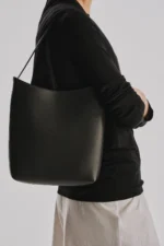 The Row Alma Black Leather Shoulder Bag