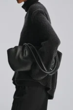 The Row Small Terrasse Black Leather Bag
