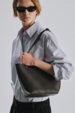 The Row Medium Park Walnut Shadow Leather Tote Bag