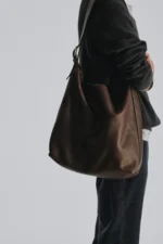 The Row Jean Deep Brown Leather Shoulder Bag