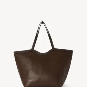 The Row XL Stitched Park Tote Bag In Deep Brown