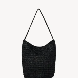 The Row Alma Shoulder Raffia Bag Black